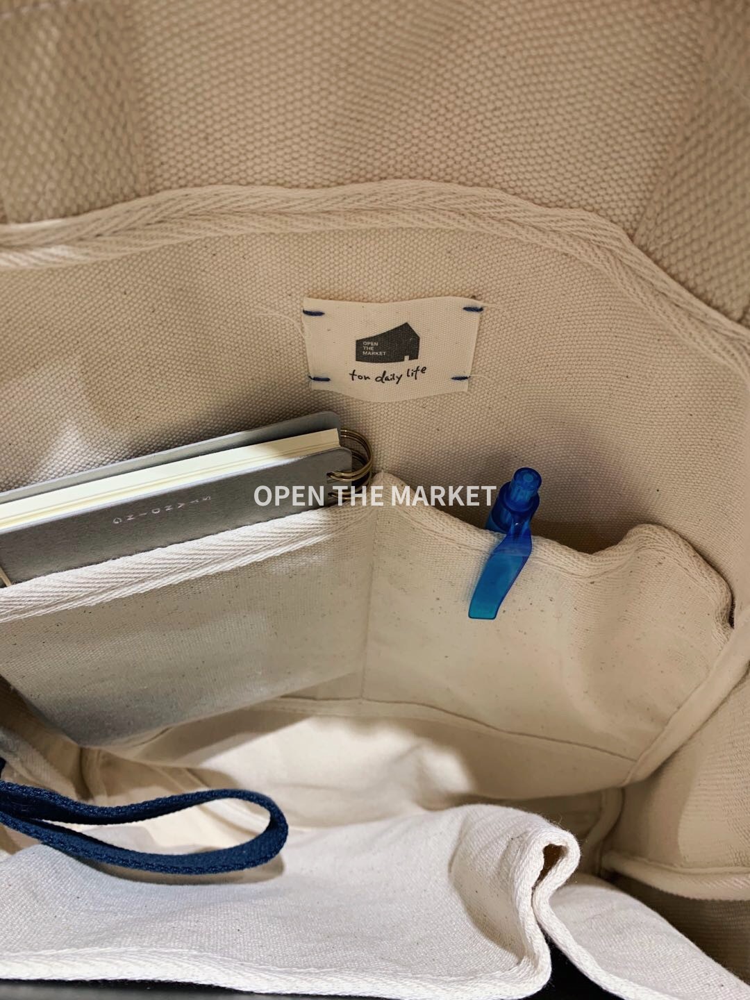 OPENTHEMARKET自制 单肩斜挎厚帆布包 白色帆布包 帆布拎包 - 图1