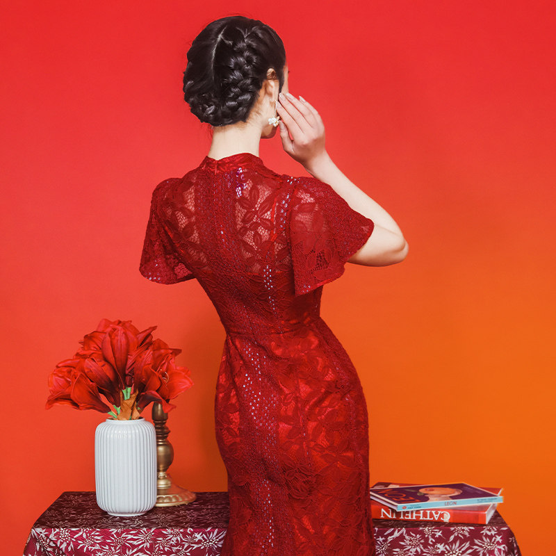 槿爷醉绯红2020秋冬新品鱼尾连衣裙 槿爷旗舰连衣裙