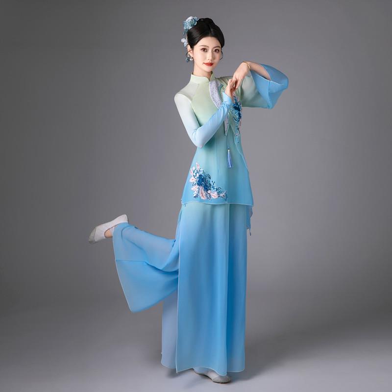 2025新款古典舞蹈服秧歌服艺考飘逸套装伞舞扇子舞广场舞演出服女 - 图2