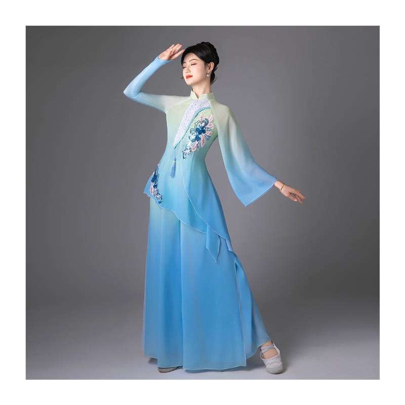 2025新款古典舞蹈服秧歌服艺考飘逸套装伞舞扇子舞广场舞演出服女 - 图3