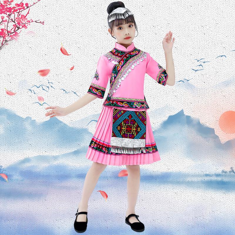 六一儿童演出服壮族服装女童中小学少数民族苗族表演土家族舞蹈服 - 图1
