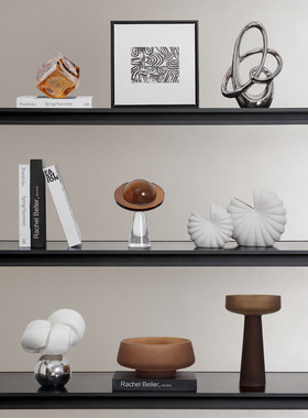 意式极简水晶魔方咖色雕塑摆件