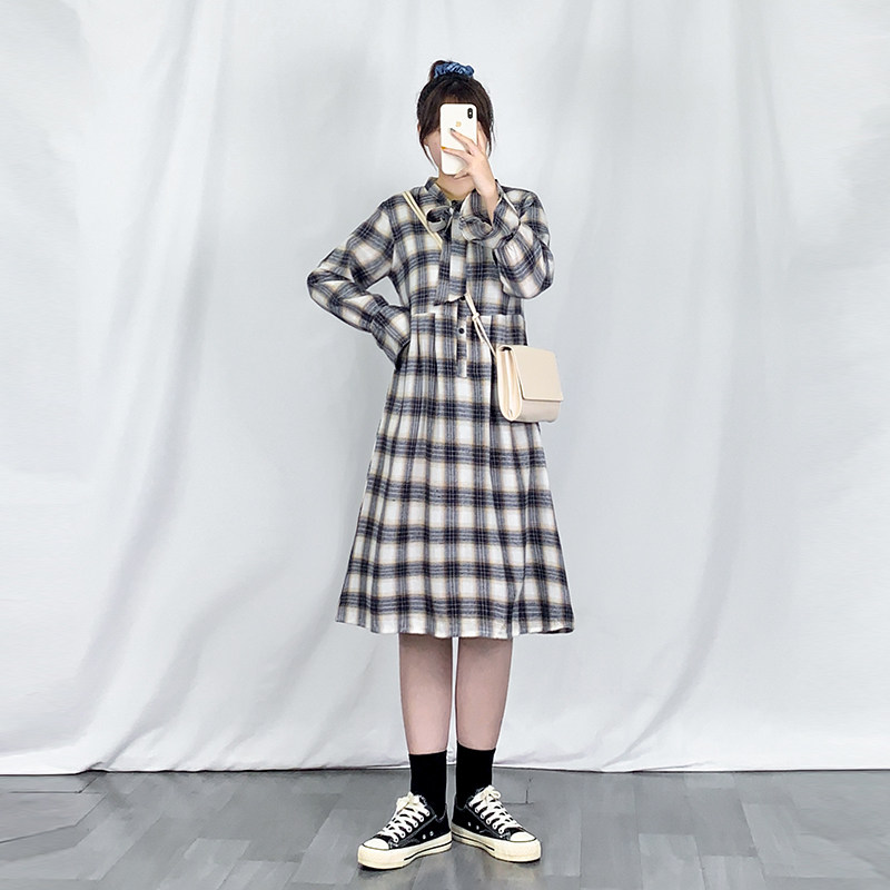 大码女装2020年早秋新款减龄格子 纳凌姿大码女装