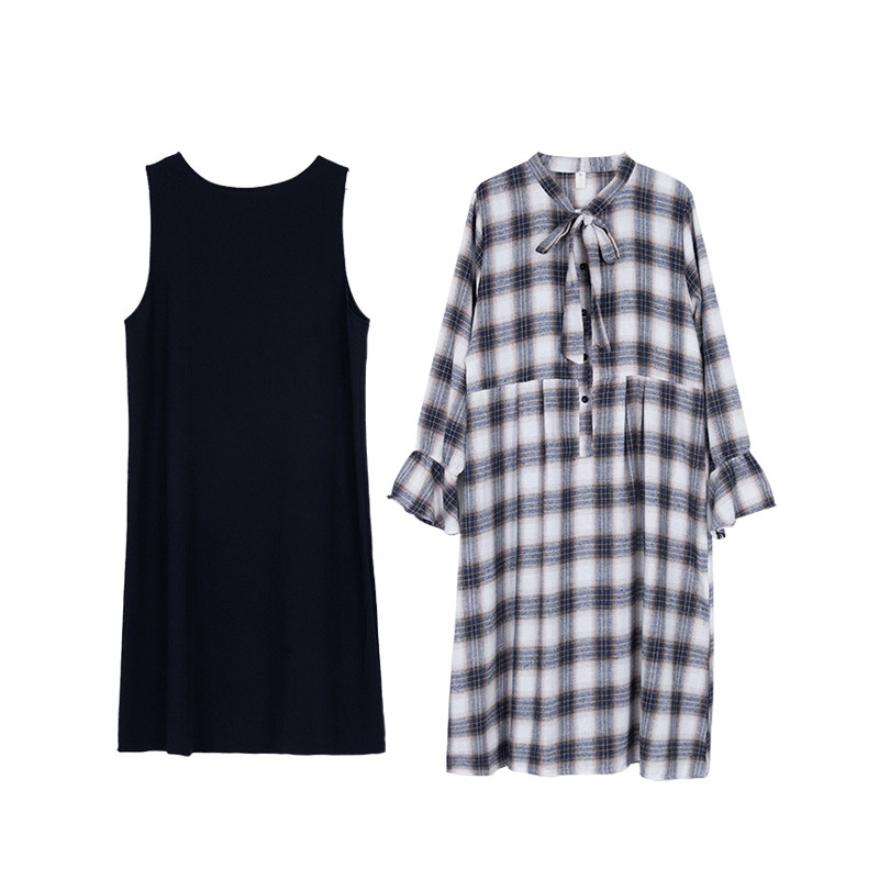 大码女装2020年早秋新款减龄格子 纳凌姿大码女装