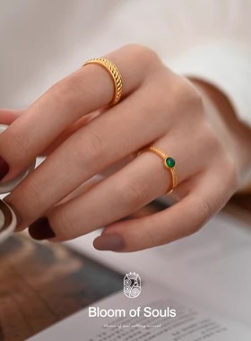 《抹茶甜圈》原创纯银绿玛瑙戒指