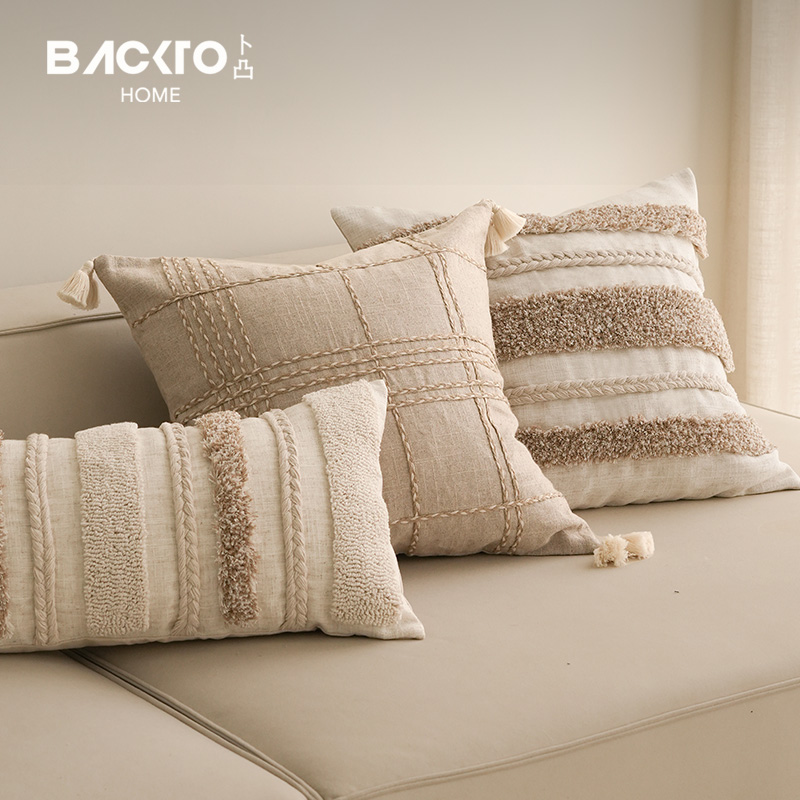 BACKTO卜凸家居侘寂风抱枕客厅沙发抱枕套靠枕靠垫民宿样板间卧室 - 图0