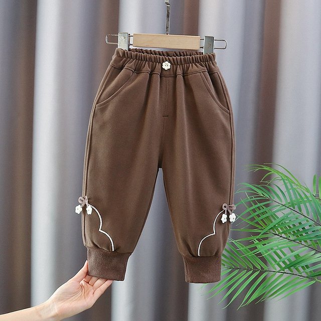Four seasons beautiful children's trousers cotton casual pants