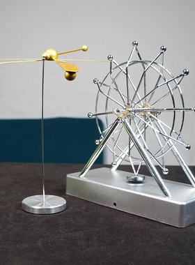 创意摩天轮金银色带USB永动仪平衡蜻蜓带底座礼品工艺品摆件礼物