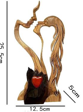 跨境情侣木头装饰品情人节摆件爱情礼品设计家居摆件树脂装修