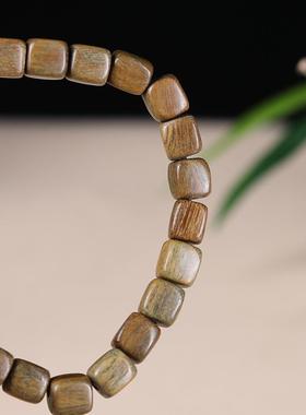 阿根廷绿檀木方形珠子手链特色文玩手串女友古风念珠生日送礼饰品