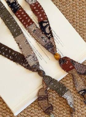 复古腰果花纹串珠丝巾项链女川西旅游穿搭单品配饰长款叠戴毛衣链