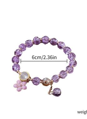 厂家直销新款七彩爆花晶月光石花朵手串手链女式百搭琉璃手饰