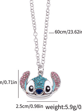 wih新品卡通可爱蓝色镶钻项链 欧美时尚节日礼物吊坠