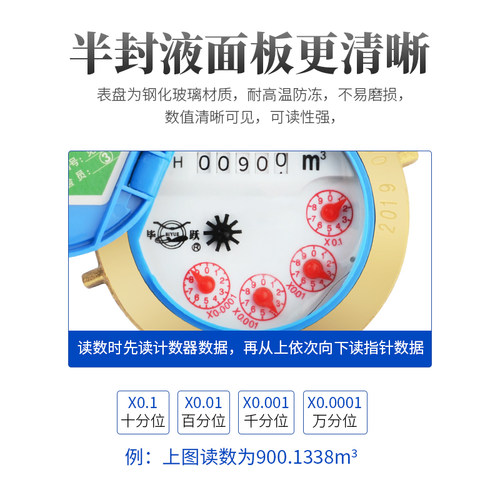 上海毕跃水表家用出租房旋翼湿式机械螺纹4/6分1寸自来水智能水表 - 图3
