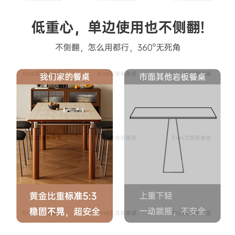实木岩板餐桌小户型法式复古中古风维亚长方形哑光不锈钢洞石饭桌,淘宝优惠券,粉丝福利购,淘宝优惠卷