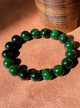 和田玉俄料红皮老坑料12mm男女款圆珠手串手链 带证书