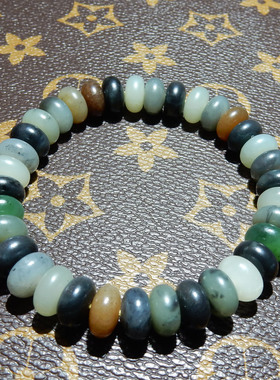 和田玉【楼兰三色算盘珠手串】多色雕花款 国风复古单圈男女手饰