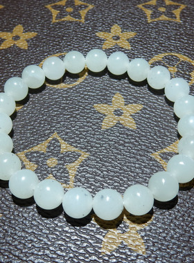 和田玉【新疆青花籽料手串】8mm 白底墨点款 国风单圈男女手饰