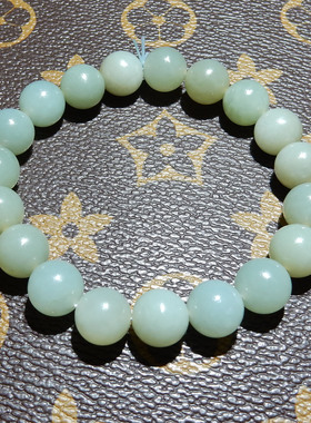 和田玉且末蓝 10mm 圆珠手串 清新青蓝调玉珠手链 油润细腻玉石串