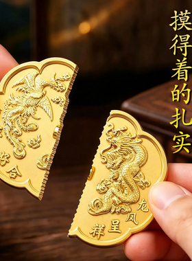 黄铜仿古新娘随身镜摆件