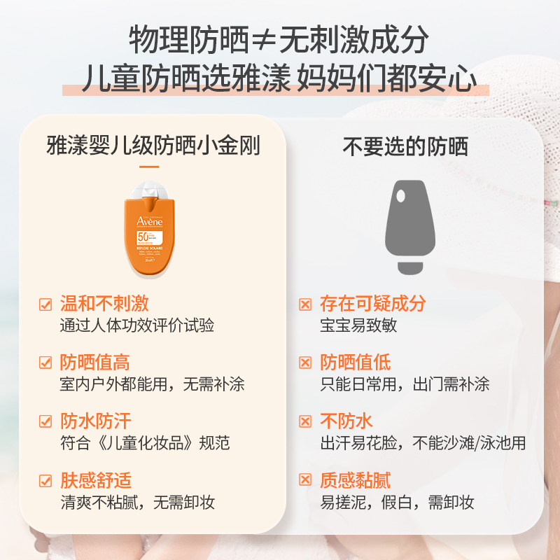 Avene/雅漾防晒霜小金刚儿童宝宝户外清爽控油隔离SPF50+30ml - 图2