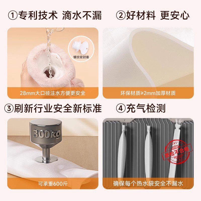 2024新款热水袋注水暖水袋大号热敷专用加厚防爆被窝暖手脚暖肚子