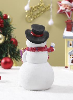圣诞节雪人小夜灯树脂摆件节日氛围装饰桌面工艺品创意圣诞节礼物