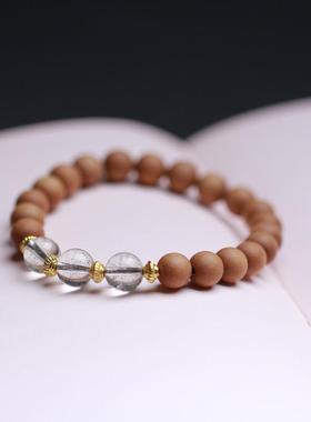 老山檀搭配绿幽灵圆珠配件时尚简约男女生款首饰品手串气质优雅