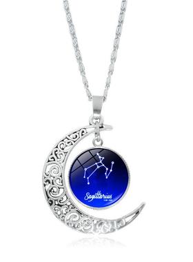 12星座情侣项链女百搭创意镂空月亮吊坠白羊座水瓶座项饰品