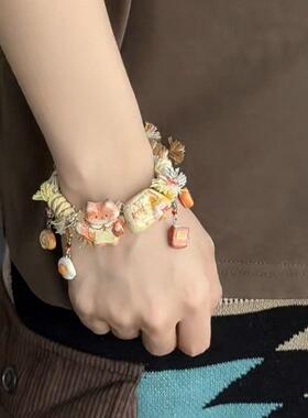 露营度假小狐狸小众设计感复古民族风手工编织小动物时尚手绳女-