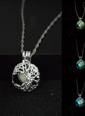 万圣节礼品创意镂空可打开生命树夜光项链女跨境热销流行饰品