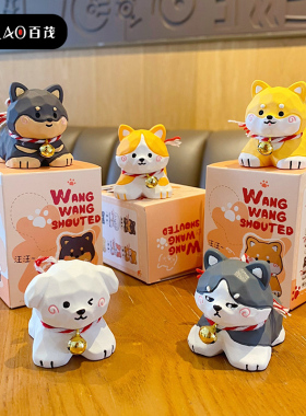 原创木雕风柯基2025新款桌面摆件