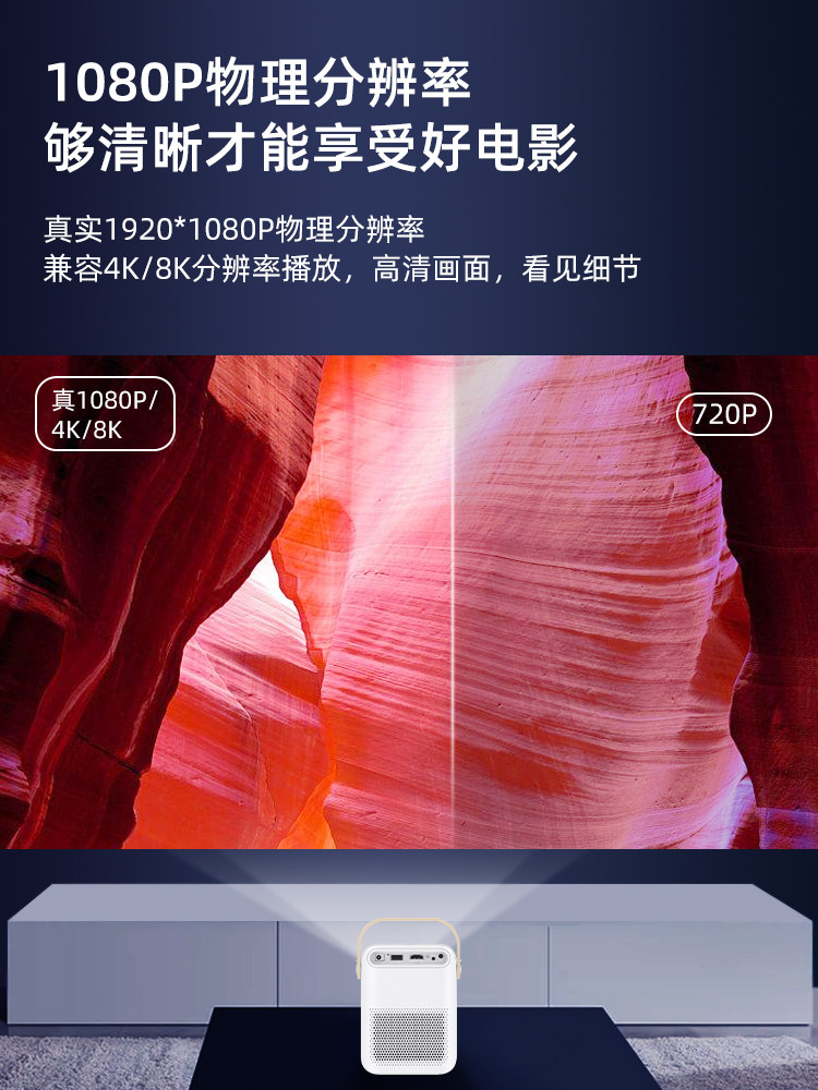 【无需幕布】窝窝头v1卧室智能投影仪 wowoto投影机