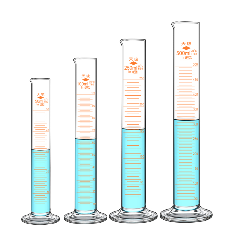 天玻量筒实验室A级可过检1 2L大小化学实验直型5 10 20 25 50 100ml 250ml 500ml 1000 2000ml带刻度玻璃量筒-图2