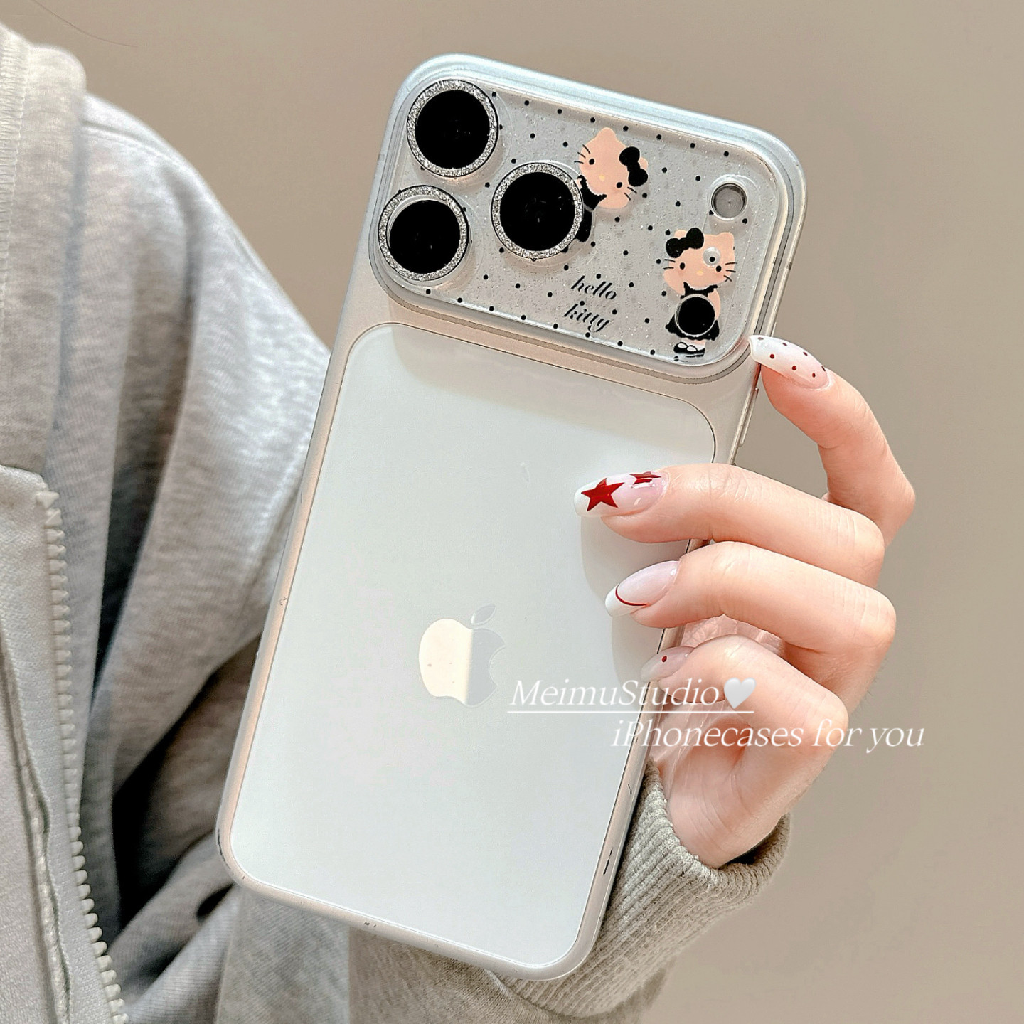 美牧卡通KT猫美乐蒂星星人细闪粉镜头膜适用苹果17promax后摄像头保护钢化膜16pro高清15pm防摔防刮14pro全包 - 图2