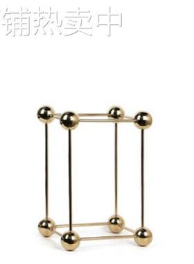 现代简约创意电镀几何体摆件样板房售楼处桌面书架软装饰品工艺品