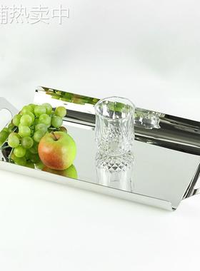 轻奢风长方形置物托盘创意不锈钢茶盘样板间家用客厅收纳托盘饰品