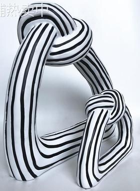 树脂工艺品北欧软装家居饰品摆件简约创意 北欧黑白条纹绳结混批