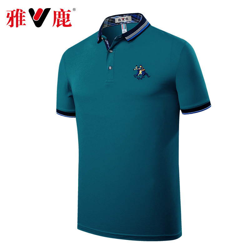 雅鹿提趣专卖店雅鹿夏季新款polo衫男短袖韩版潮流宽松休闲翻领男士T恤上衣0