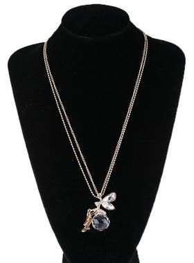 日韩版时尚新品镶宝石女孩长款毛衣链天使之翼吊坠翅膀水晶项链