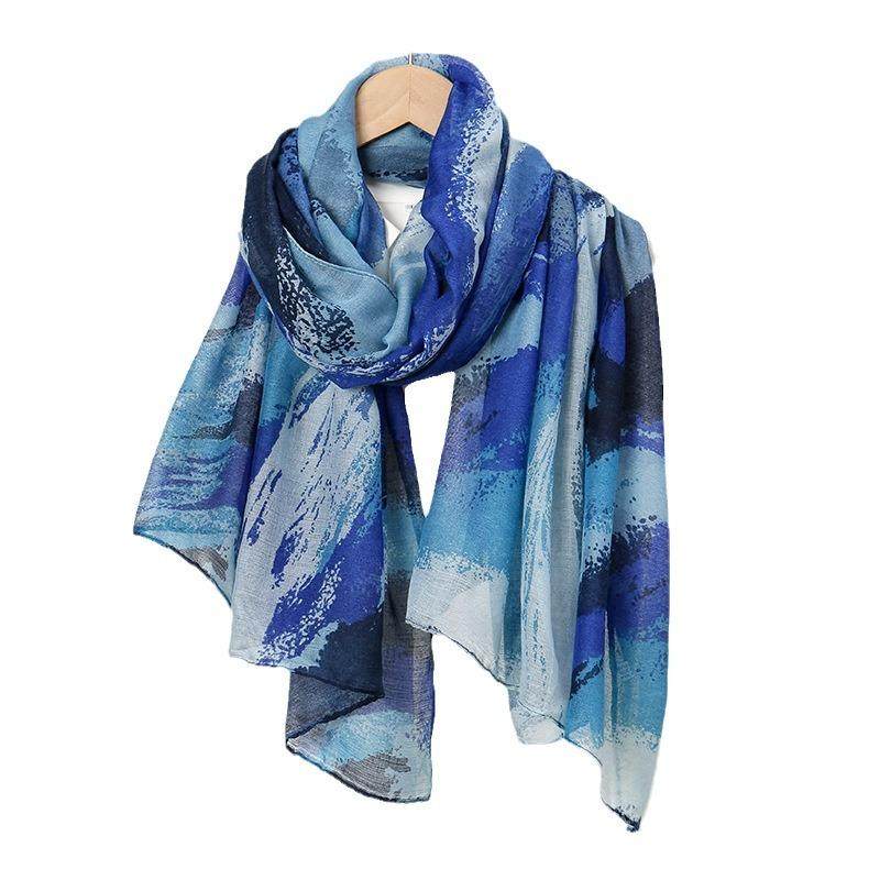 外贸新款时尚搭配披肩巴厘纱印花柔软长巾棉麻手感百搭轻薄围巾女,淘宝优惠券,粉丝福利购,淘宝优惠卷