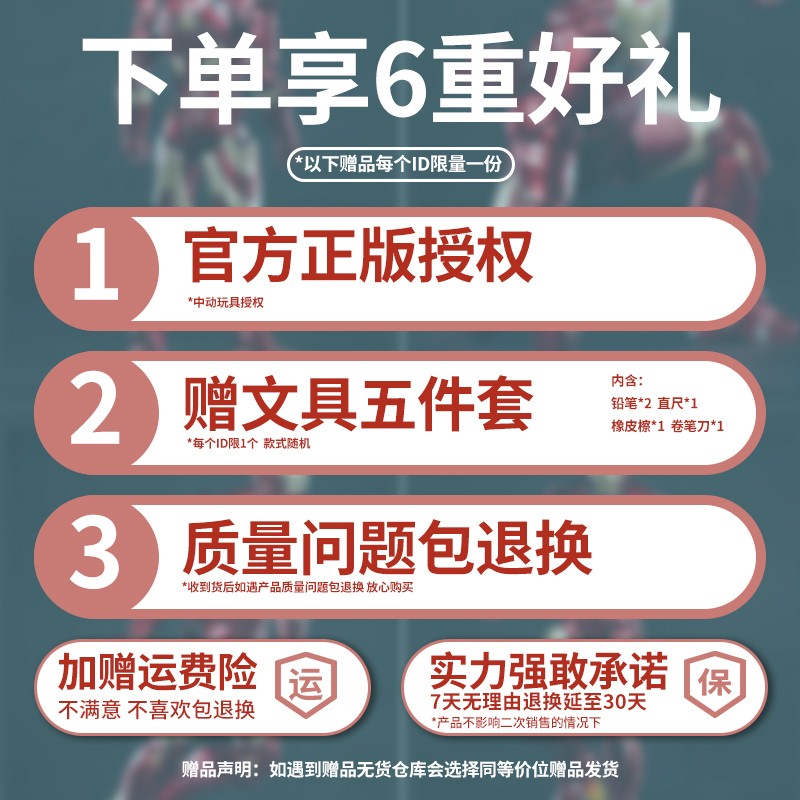 儿童新品漫威钢铁侠mk42马克42手办玩具可动模型摆件机器人礼盒装-图1