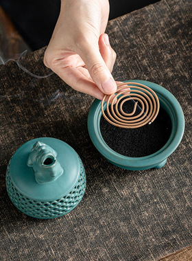 貔貅盘香炉 陶瓷工艺品熏香摆件倒流香薰炉创意家居香插香道代发