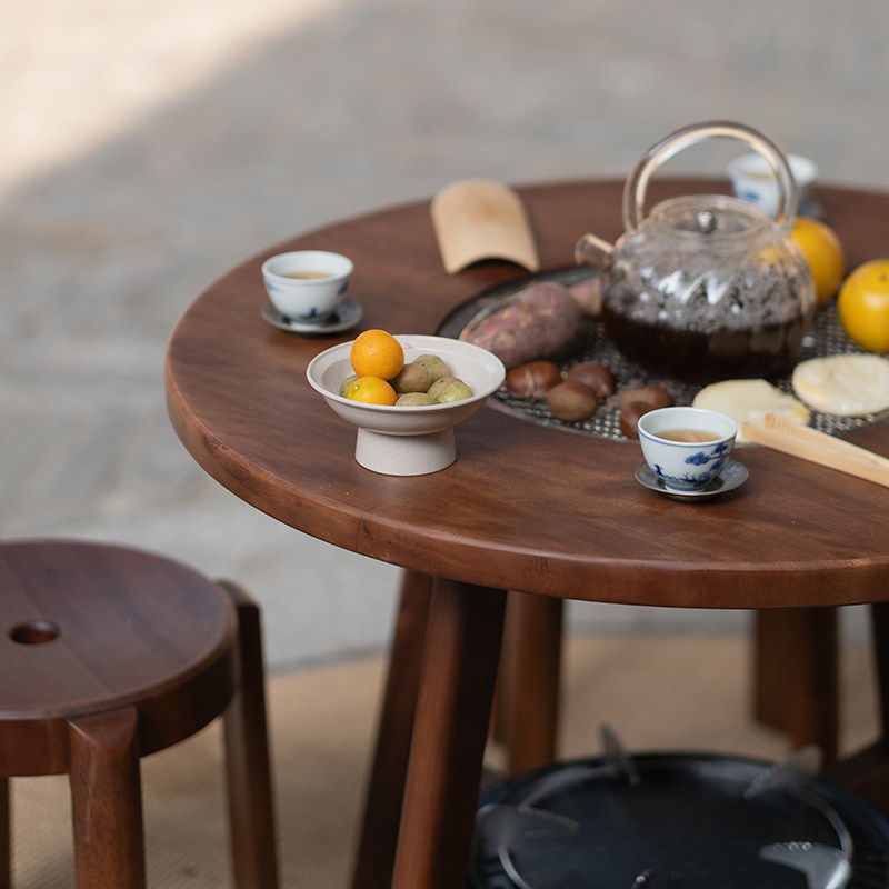 有清堂实木围炉煮茶茶桌新中式小茶桌火锅桌圆形茶几庭院烤火炉,淘宝优惠券,粉丝福利购,淘宝优惠卷