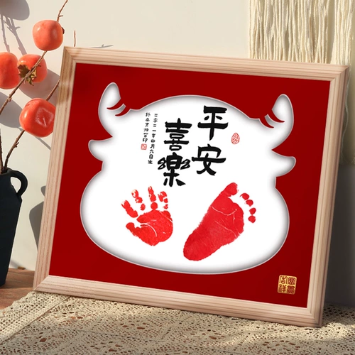 Защитный амулет, отпечатки рук и ног, памятная чернильная подушечка, детская фоторамка из натурального дерева для новорожденных, делается под заказ