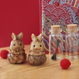 Новорожденный кролик сокровище лотос деревянный резин