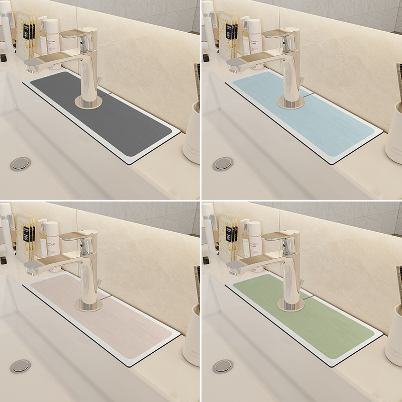 洗手台面水龙头吸水垫软硅藻泥浴室地垫防水防霉速干厨房水池垫子-图3