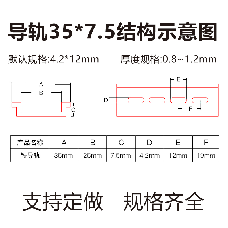 C45导轨不锈钢国标35mm继电器空开接线端子DZ47断路器电气铁卡轨 - 图1