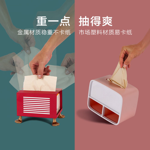 空之喵喵|北欧ins风轻奢纸巾盒猫爪收纳盒客厅桌面创意茶几抽纸盒 - 图1