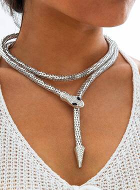 欧美蛇形项链朋克个性嘻哈风街拍微镶颈链手镯多用途夸张项链